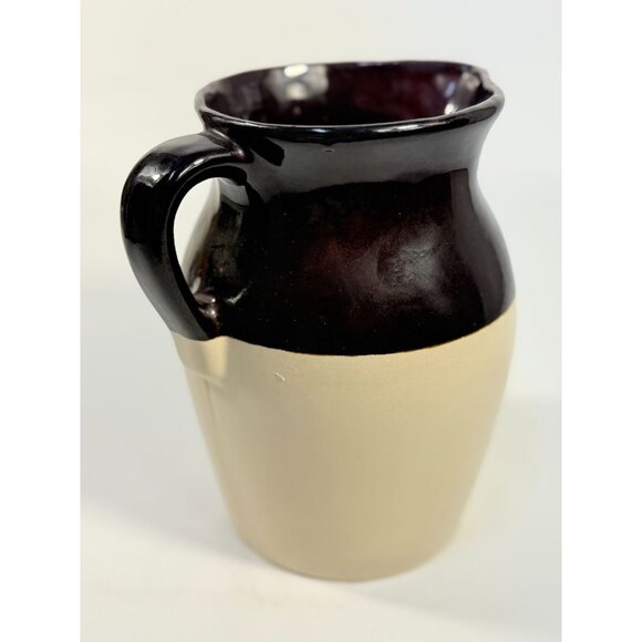 Roseville Stoneware Pitcher Vase RRP Made in USA. Beige/Brown Two Toned Farmhous - Picture 3 of 12